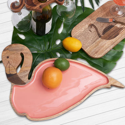 Flamingo Shaped Mango Wood Platter Tray