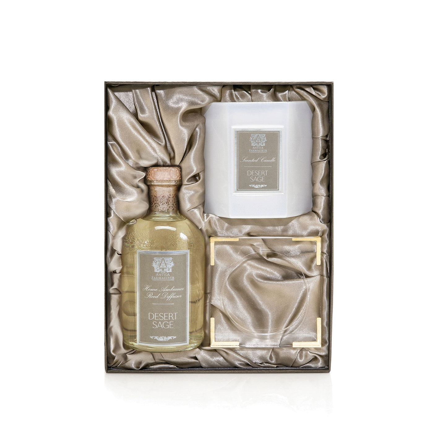 Desert Sage - Home Ambiance Diffuser, Candle & Lucite Tray Gift Set