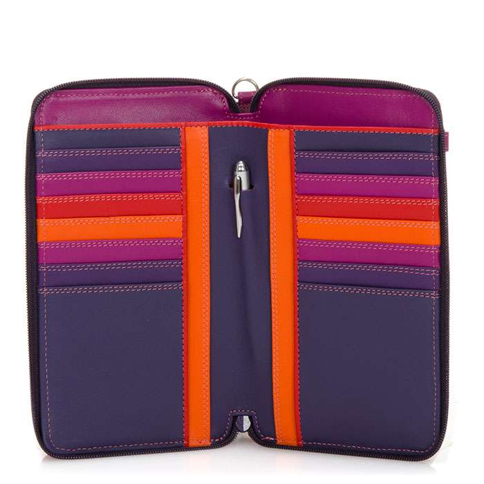 Zip Multi Purse With Shoulder Strap - Sangria