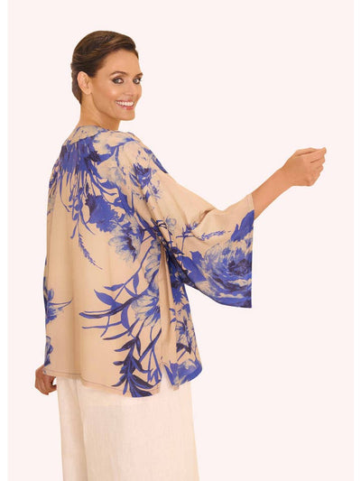 China Blue Blooms Kimono Jacket