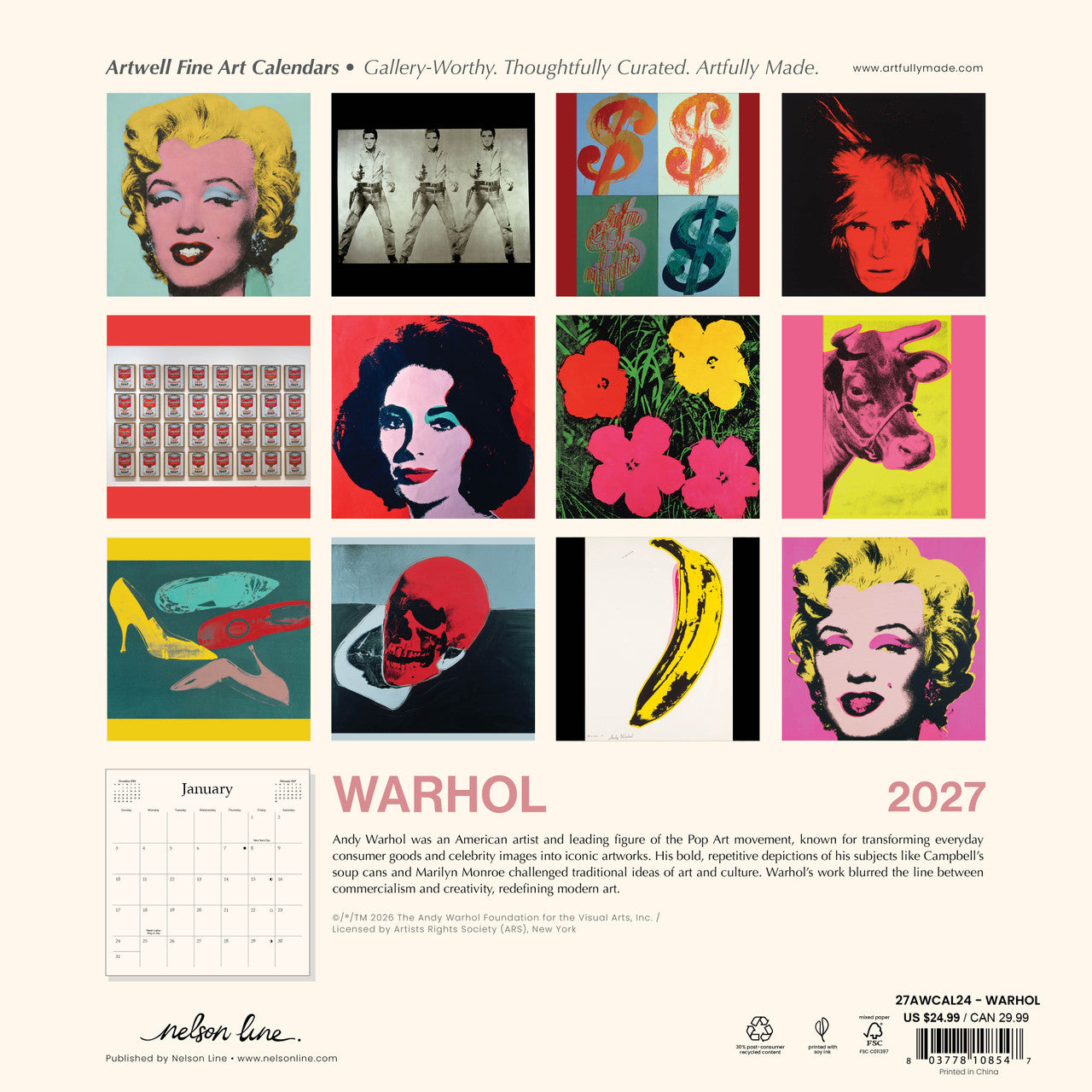 2027 Warhol 12 x 12 Calendar - Just Fabulous Palm Springs