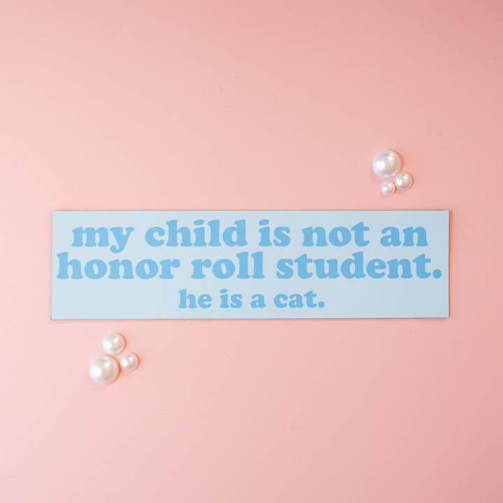 Honor Roll Cat Car Magnet - Blue