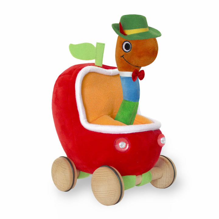 Lowly Worm Soft Toy With Apple Car