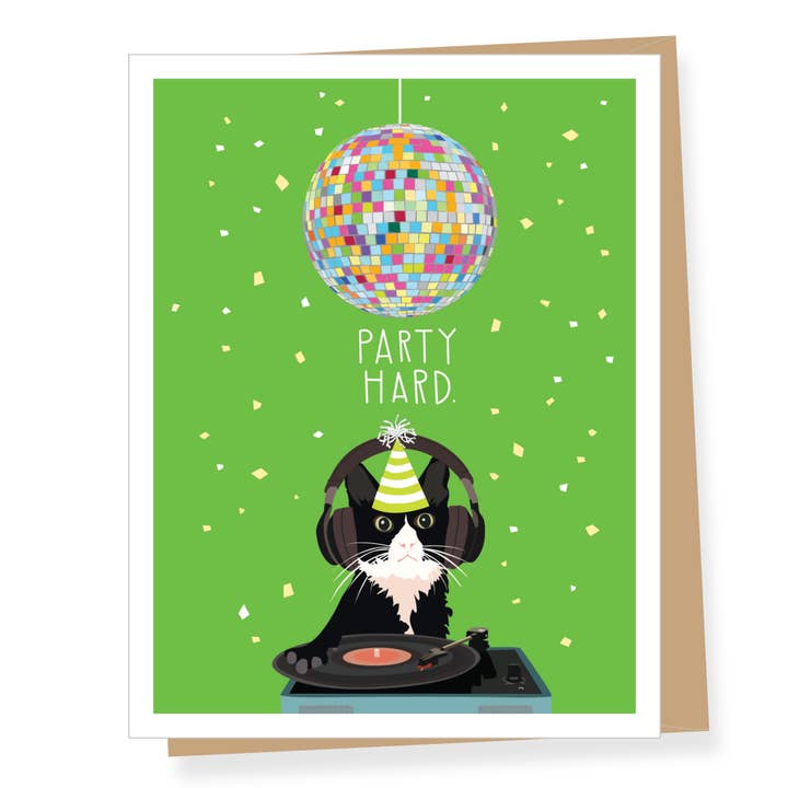 DJ Party Cat Birthday Card