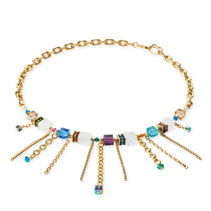 Sunray Cube Couture Necklace - Gold Multicolor