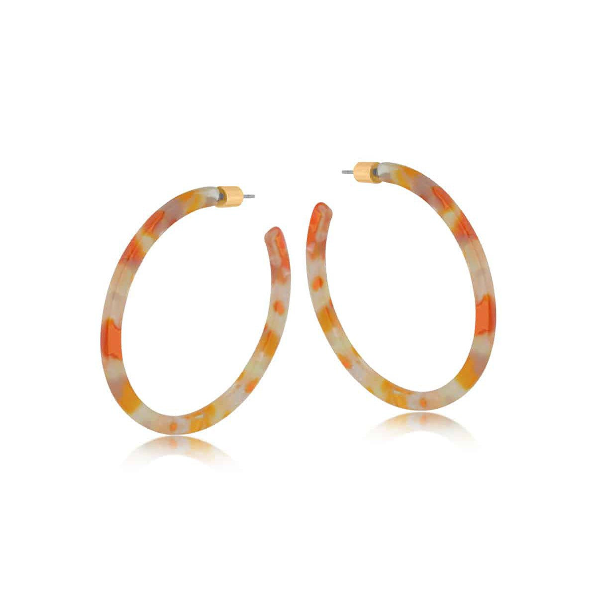 Emma Statement Hoop Resin Earrings - Orange