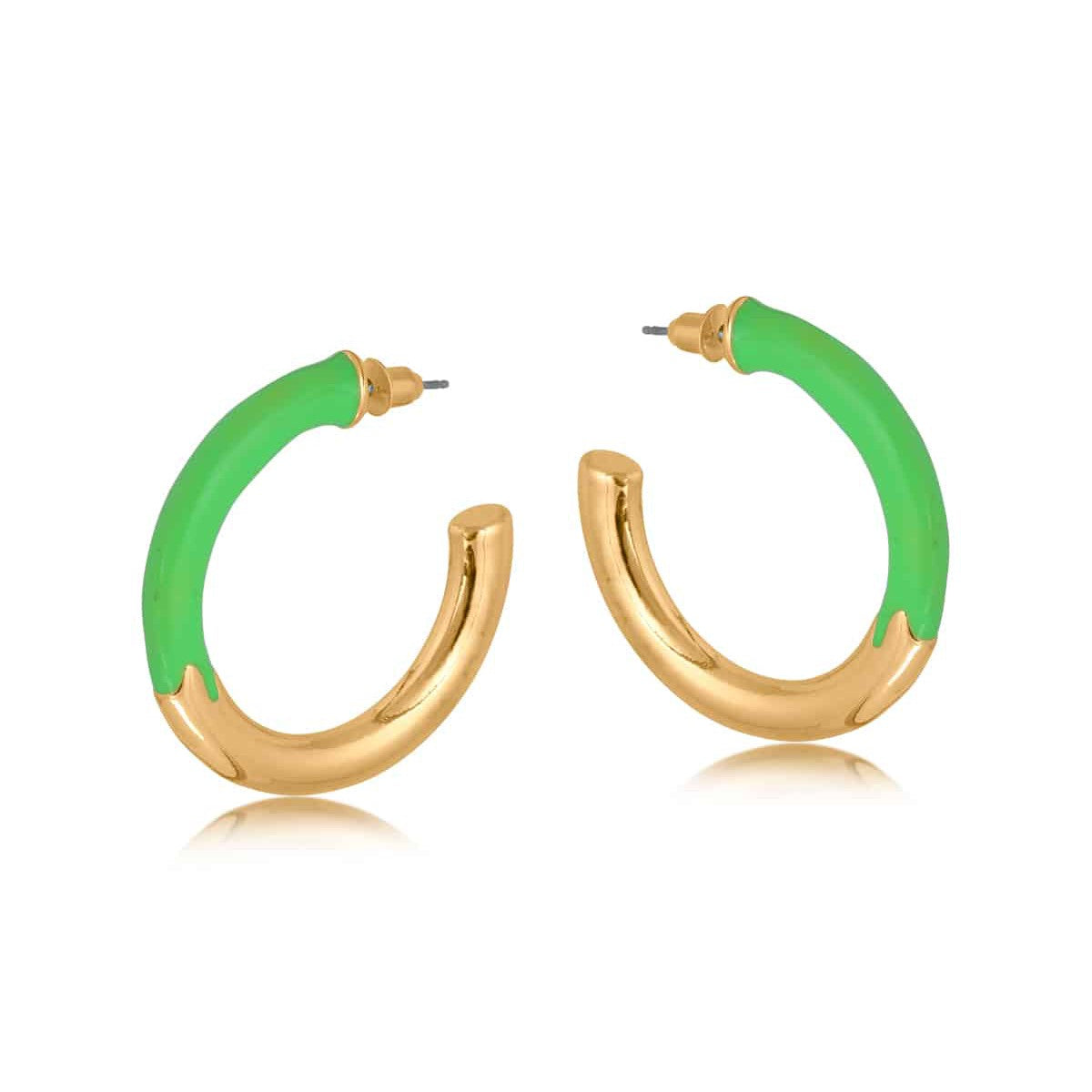 Kathryn Two Tone Hoop Earrings - Green