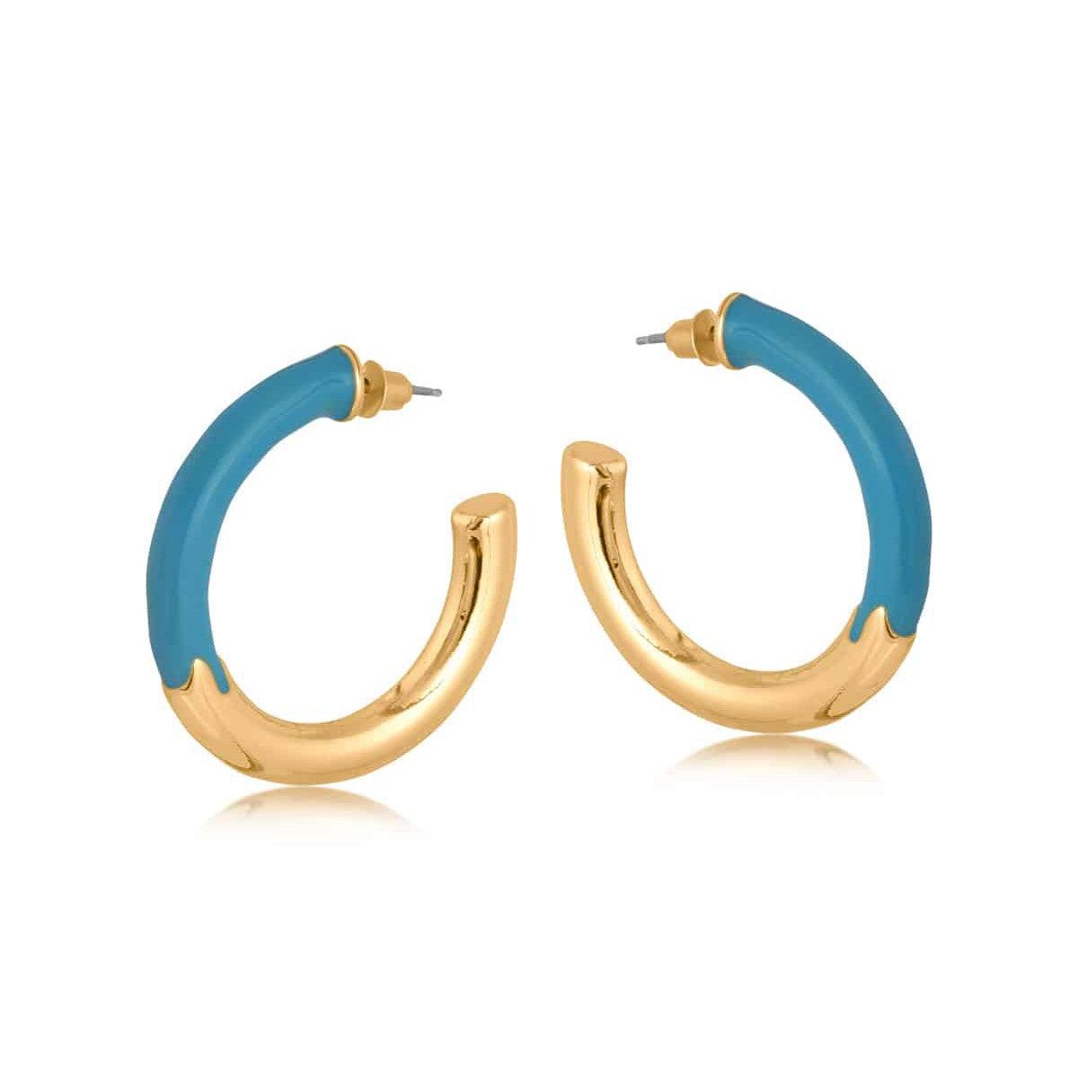 Kathryn Two Tone Hoop Earrings - Blue