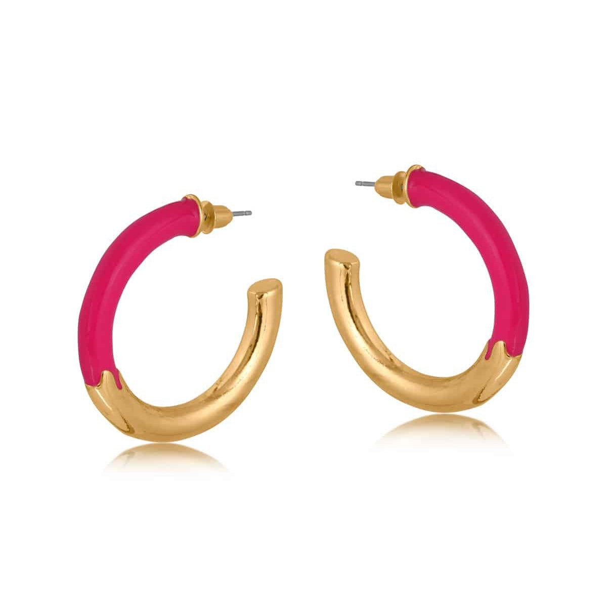 Kathryn Two Tone Hoop Earrings - Pink