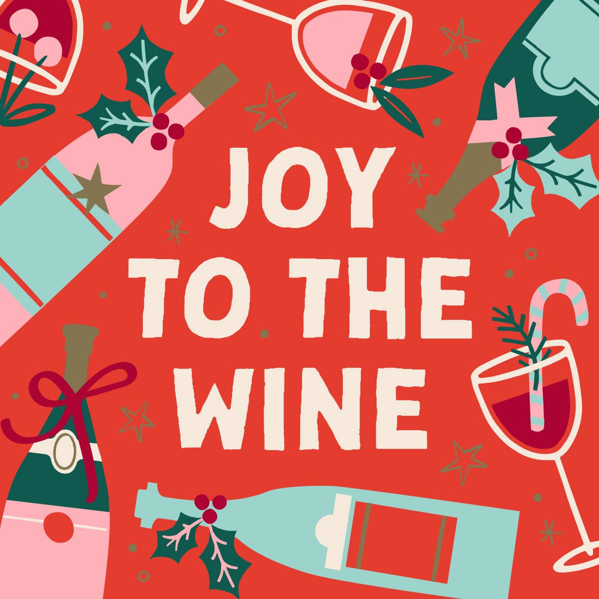 Joy To The Wine Christmas Cocktail Napkins