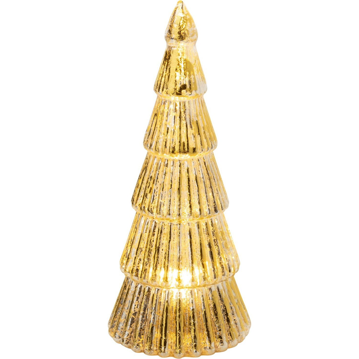 Clear Tiered Table Top Tree With Gold & Silver Foil Finish