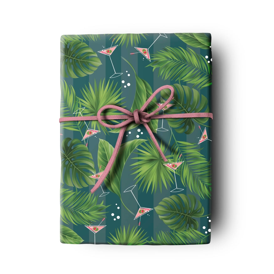 Palm And Pink Martini Double Sided Gift Wrap - Just Fabulous Palm Springs