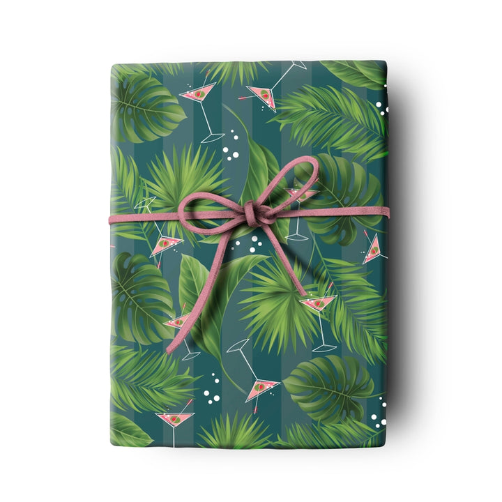 Palm And Pink Martini Double Sided Gift Wrap - Just Fabulous Palm Springs