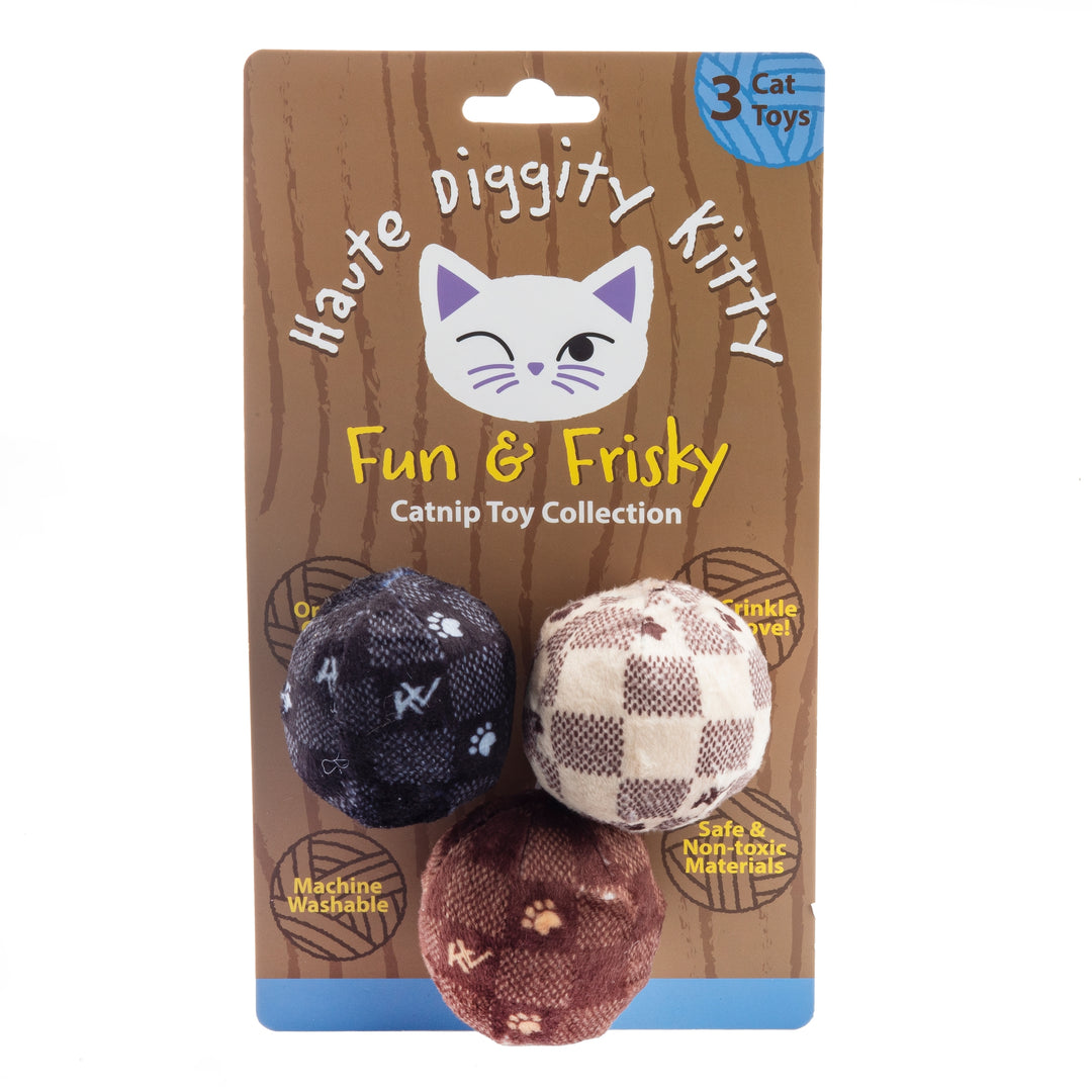 Kitty Vuiton Checker Balls Catnip Toys