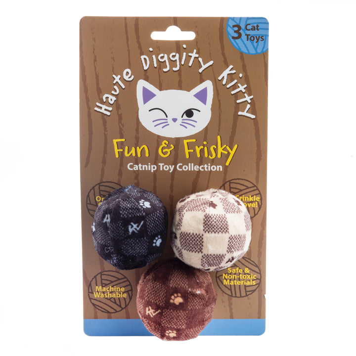 Kitty Vuiton Checker Balls Catnip Toys