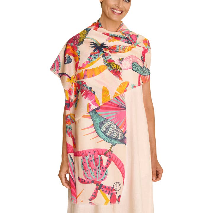 Tropical Paradise Cotton Scarf - Pink