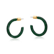 Paulina Thin Hoop Resin Earrings - Green
