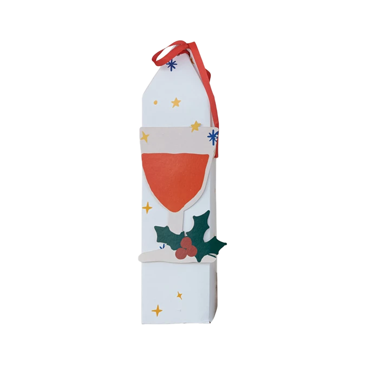 Handmade Paper Wine Gift Box With 3D Cocktail - Red