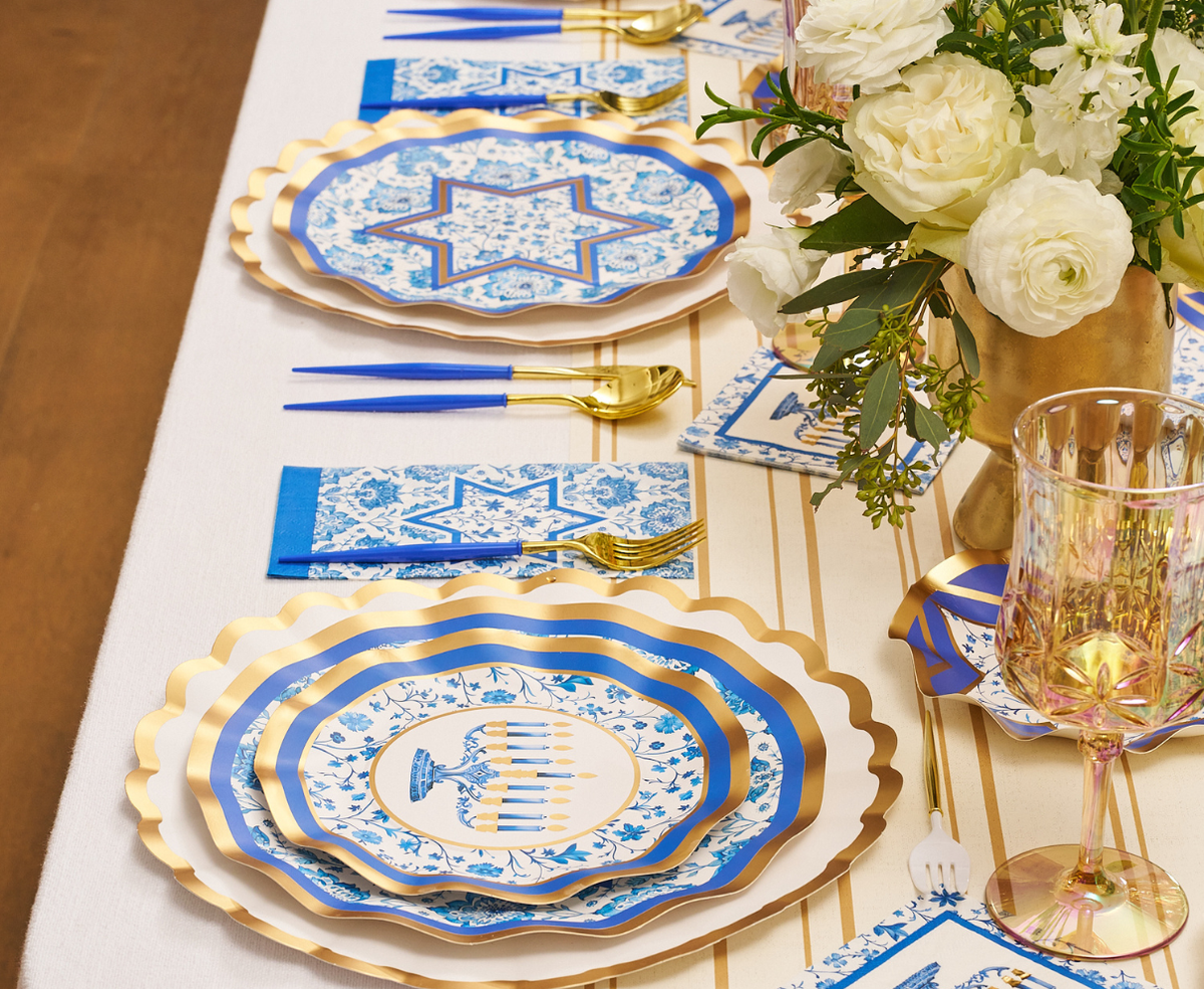 Hanukkah Toile Dinner Plates - 8 Pack