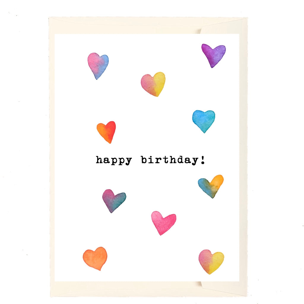 Happy Birthday! Watercolor Hearts Birthday Card