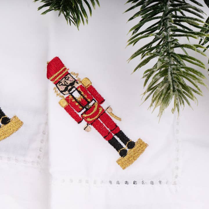 Nutcracker Embroidered Dinner Napkins