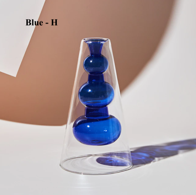 Nordic Hydroponic Colored Glass Vase - Blue