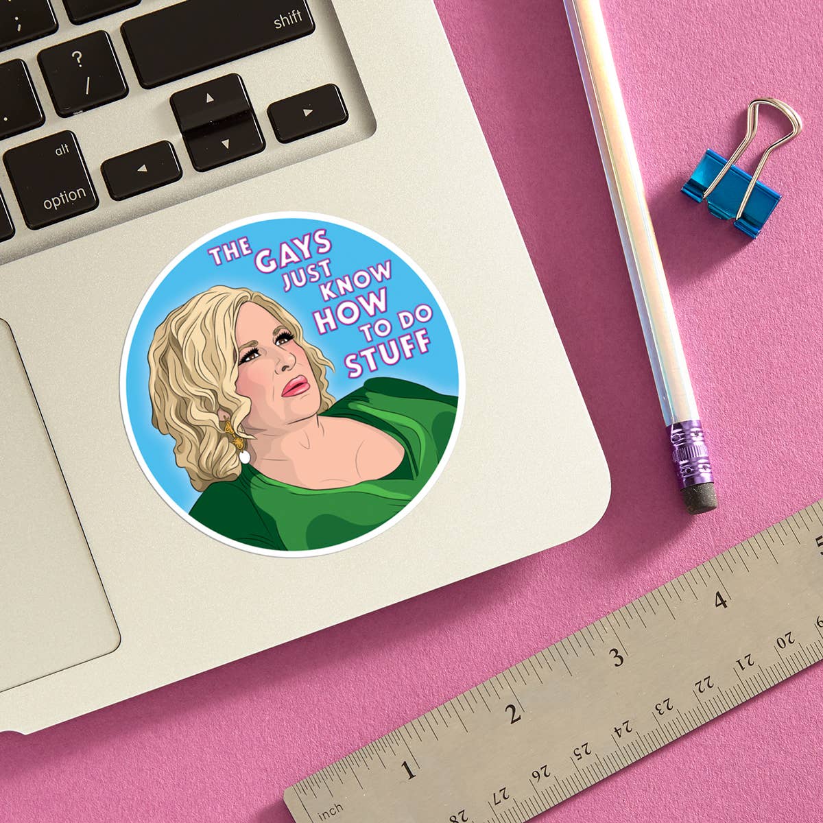 Die Cut Sticker: Jennifer Coolidge Gays Do Stuff - Just Fabulous Palm Springs