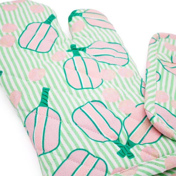 Pickleball Striped Oven Mitt & Potholder Set