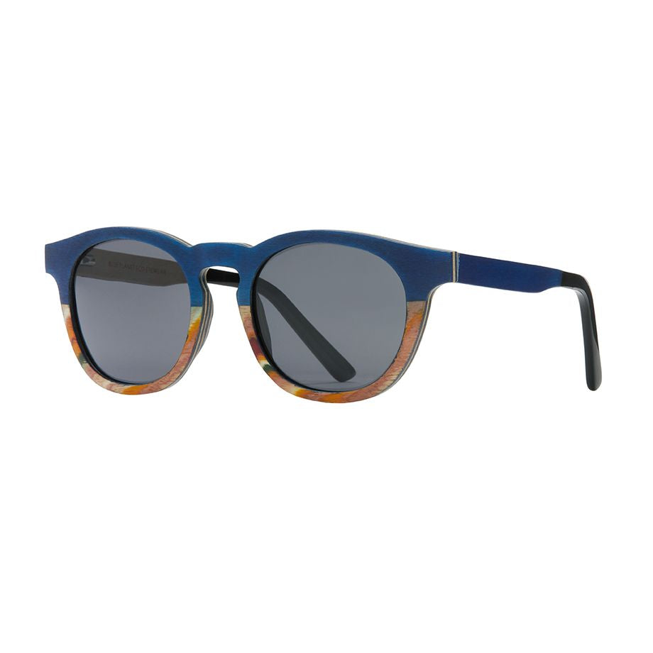 Origins Polarized Sunglasses - Navy Blue / Rainbow Wood