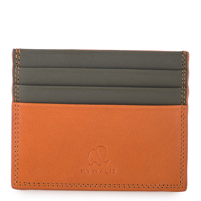 RFID Double Sided Credit Card Holder -  Tan/Olive