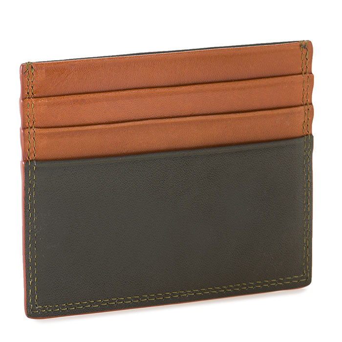 RFID Double Sided Credit Card Holder -  Tan/Olive