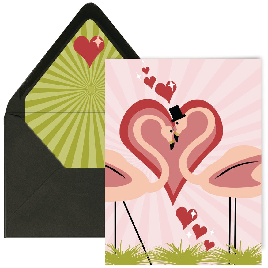 Retro Flamingo Love Greeting Card - Just Fabulous Palm Springs