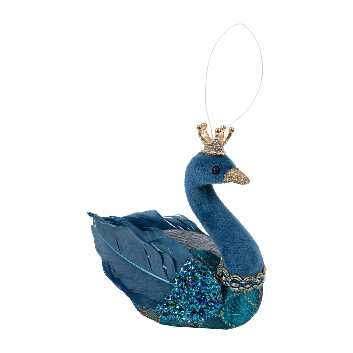 Peacock Blue Swan Ornament