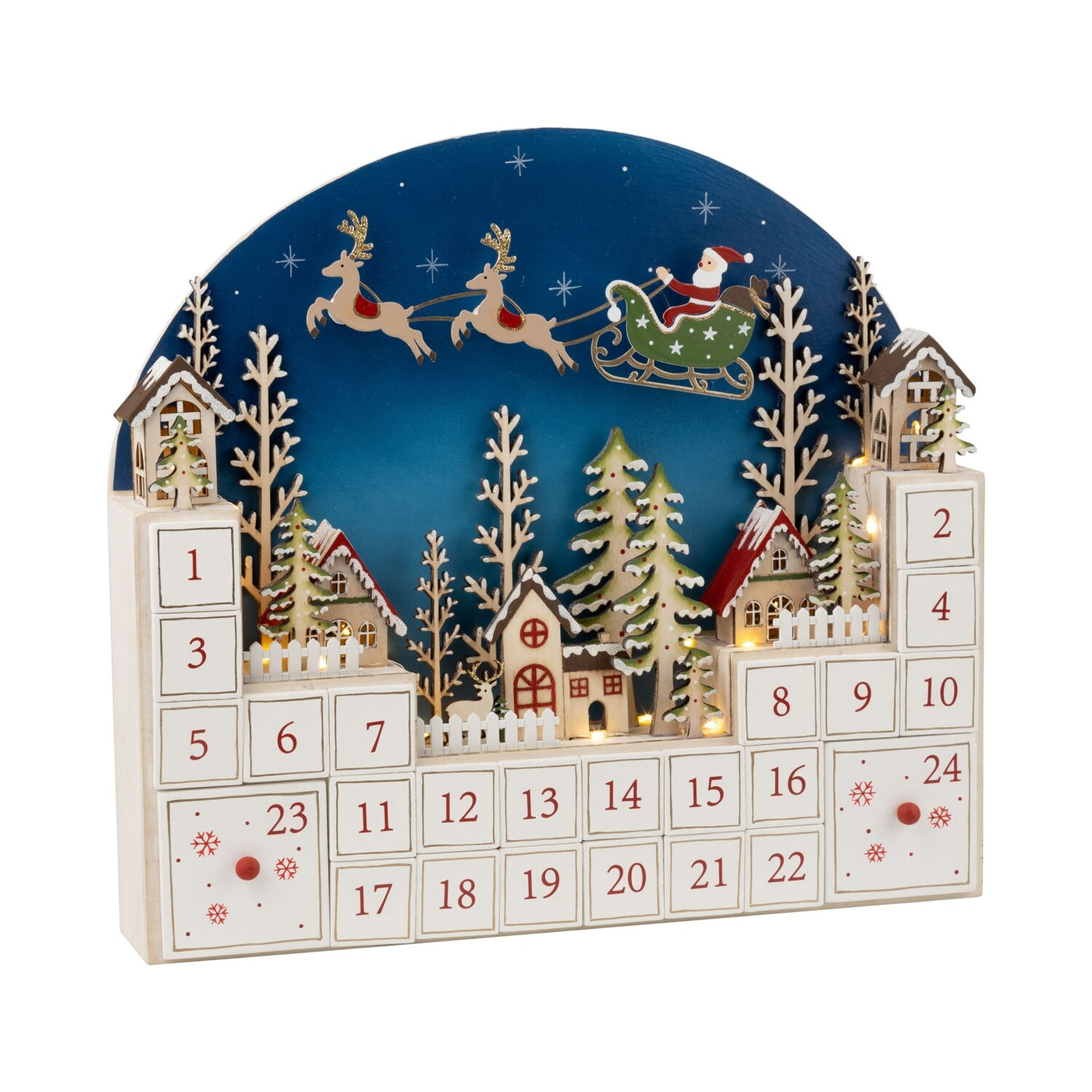 Wood Advent Drawer Calendar Tabletop Piece