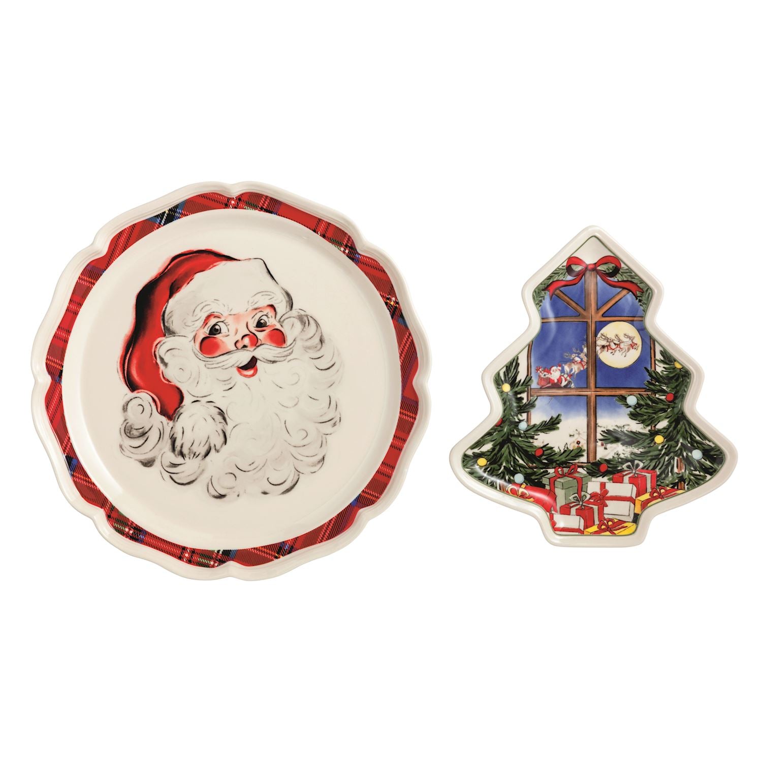 Santa Tree Scene Platter Set