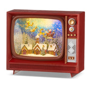 Santa Flying Over Town Musical Lighted Water TV