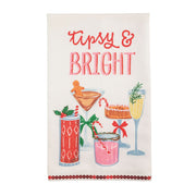 Tipsy Bright Holiday Glitter Tea Towel