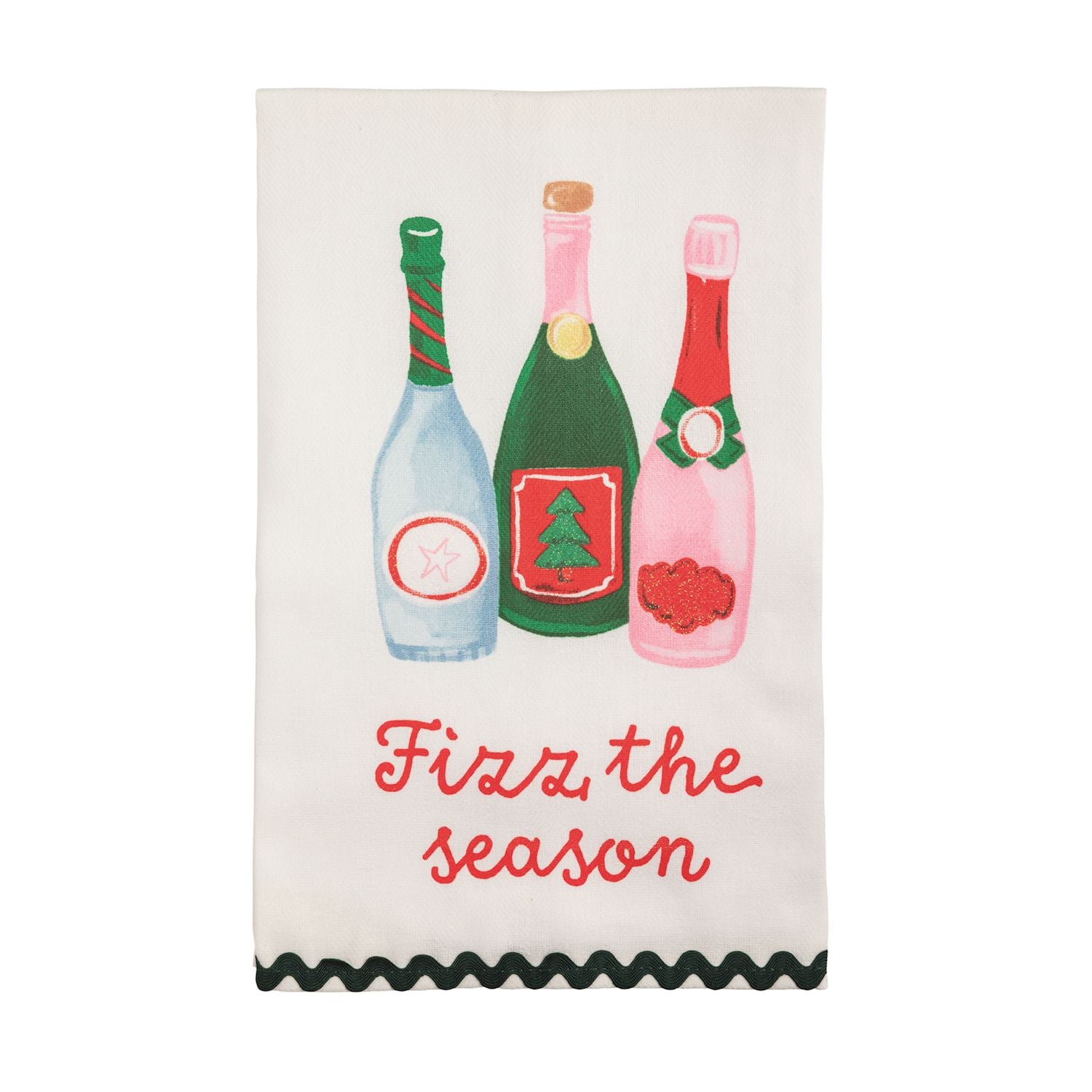 Fizz Season Holiday Glitter Tea Towel