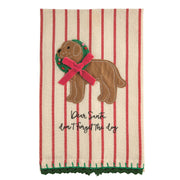 Dear Santa Embroidered Dog Tea Towel