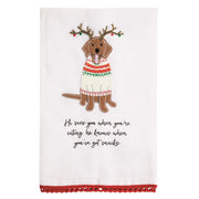 He Sees Embroidered Dog Tea Towel