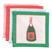 Champagne Holiday Cotton Cocktail Napkins Set