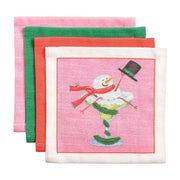 Snowman Holiday Cotton Cocktail Napkins Set