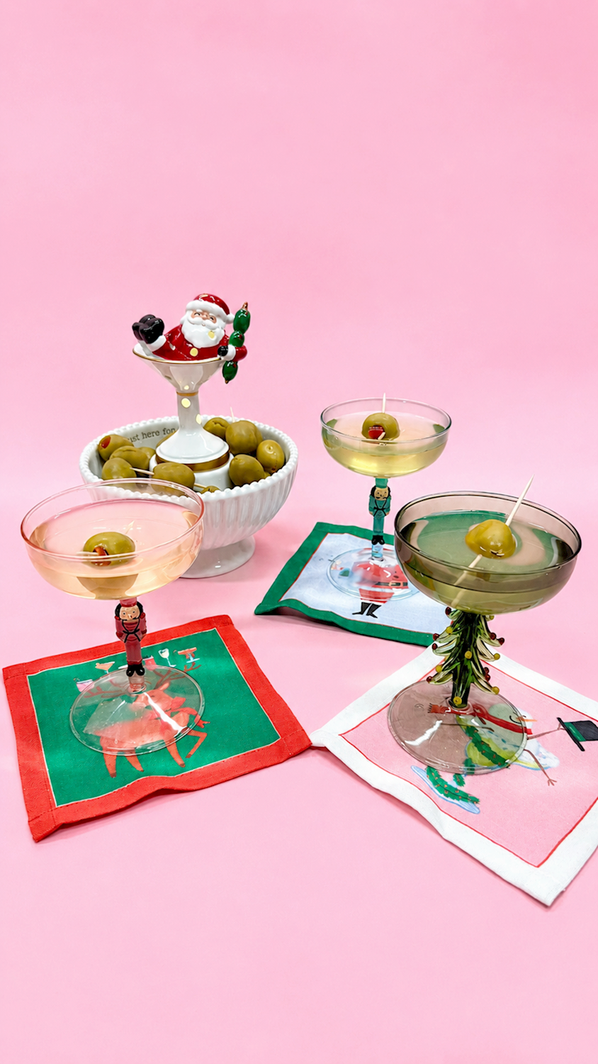 Snowman Holiday Cotton Cocktail Napkins Set