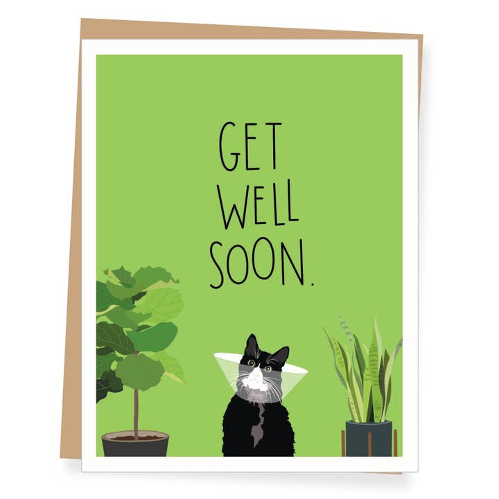 Recuperating Cat Get Well Greeting Card