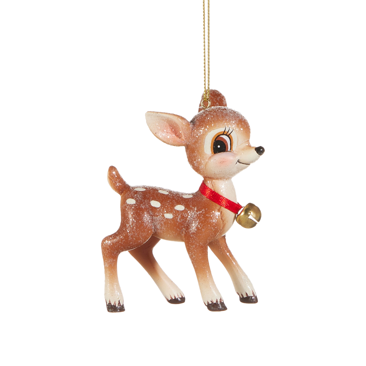 Cutesy Deer With Bell Ornament - Head Straight