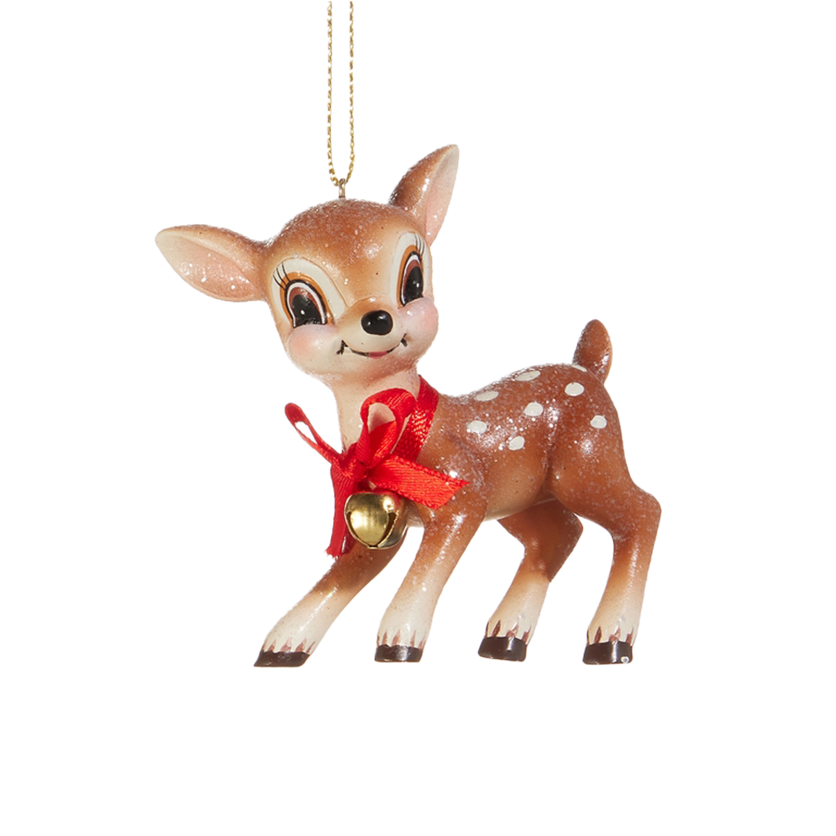Cutesy Deer With Bell Ornament - Head Turned