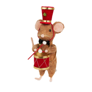 Drummer Mouse Ornament - Brown