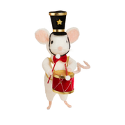 Drummer Mouse Ornament - White