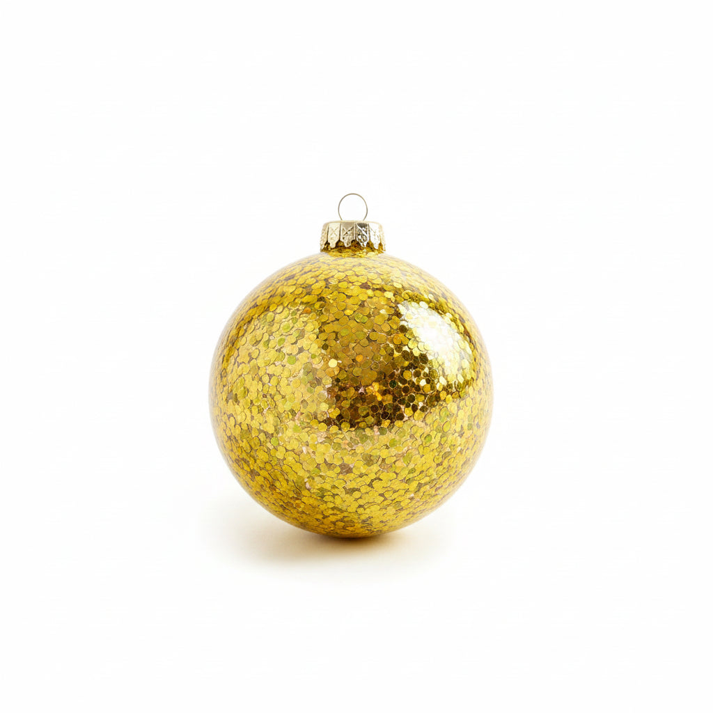 Chunky Glitter Ball Ornament - Yellow