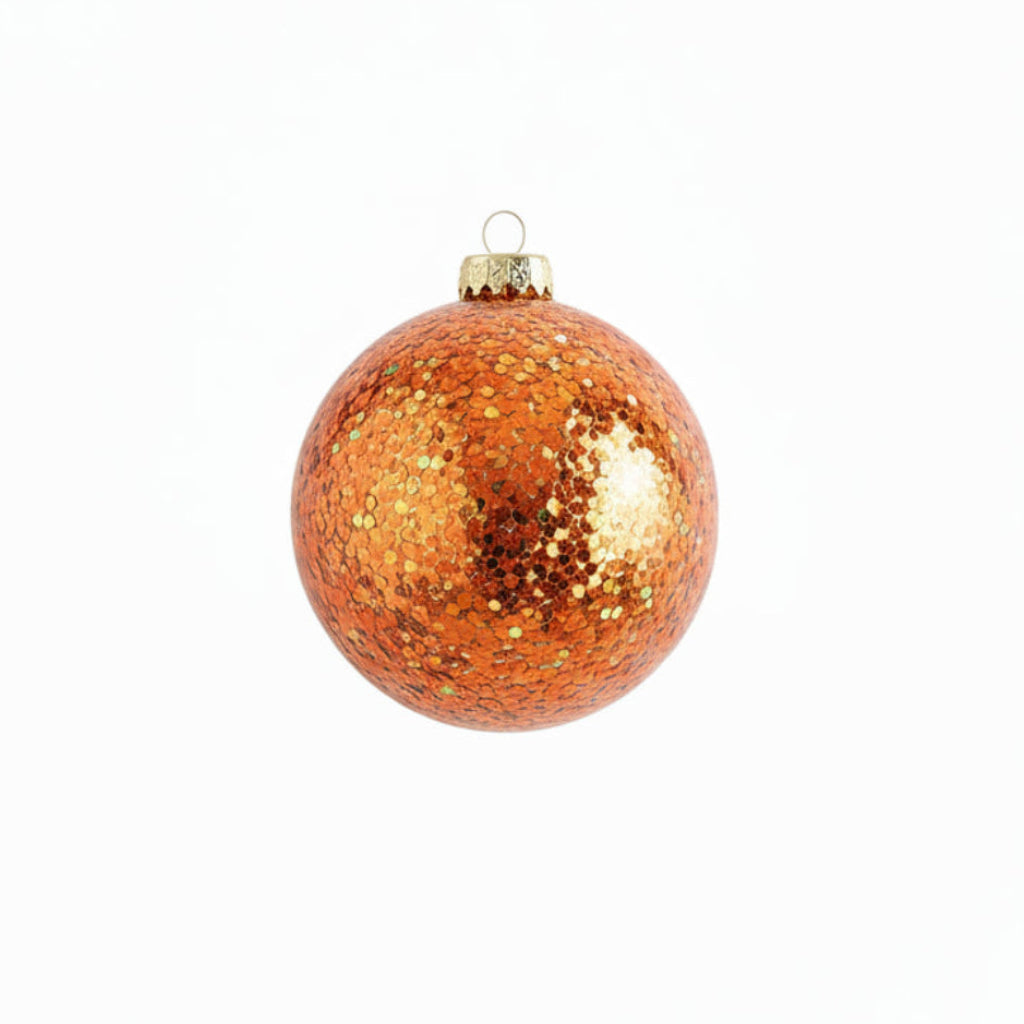 Chunky Glitter Ball Ornament - Orange
